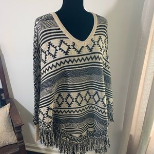 Black/Tan Poncho with sleeves